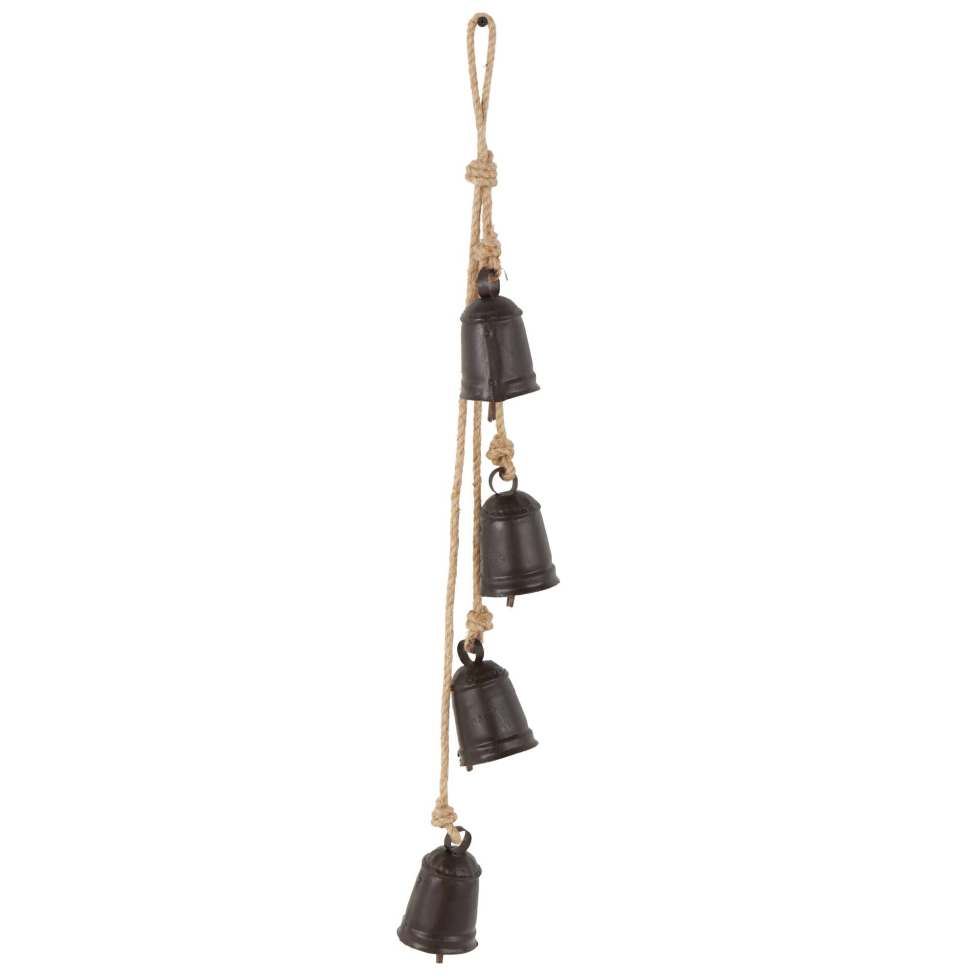 29" Metal Handmade Decorative Cow Bell with Jute Hanging Rope